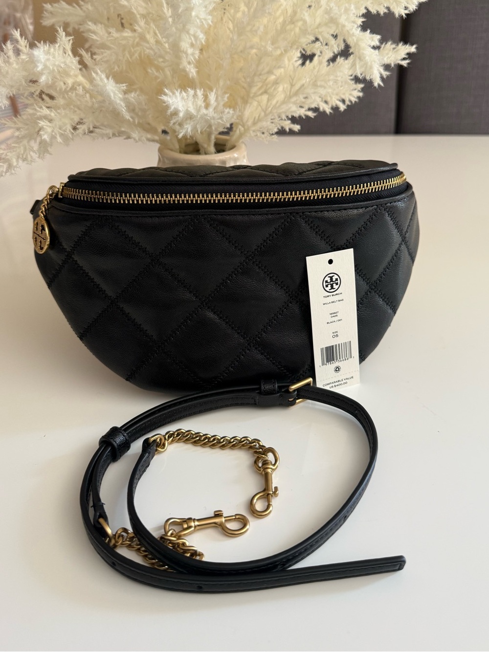 NWT Tory Burch Willa Belt Bag Leather Fanny Pack Crossbody in Black - Picture 3 of 14